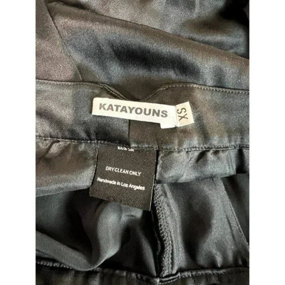 KATAYOUNS Mia Silk Trousers in Black